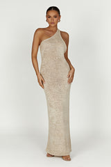 MESHKI Paisley One Shoulder Knit Maxi Dress - Wheat