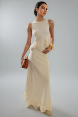 Jora White Fringe Maxi Dress Two Piece Set