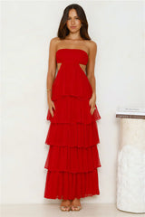 Luxe Mode Strapless Maxi Dress Raspberry