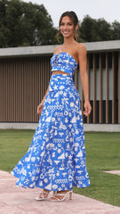 Cove Maxi Skirt - Blue Print