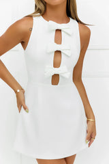 Flirtatious Bow Mini Dress White