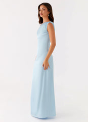 Heart Of Glass Satin Maxi Dress - Blue