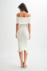 Molly Off Shoulder Knit Midi Dress - Ivory