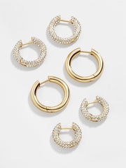 Lucy Earring Set - Gold/Pavé