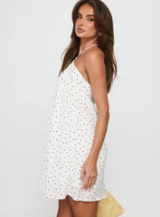 Moonlit Mini Dress White Polka