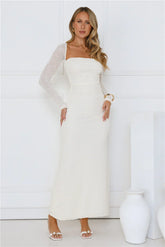 Hot Girl Habits Long Sleeve Maxi Dress Beige