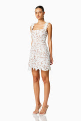 Pine Lace Mini Dress In White
