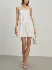 Strapless Pleated Short Dress
