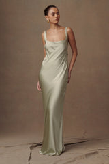 MESHKI Ensley Satin Maxi Dress - Sage