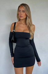 Bad Reputation Long Sleeve Mini Dress Black