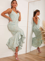 Embroidered Floral Cami Maxi Dress in Mint