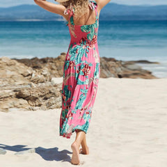 Plants Knot Sleeveless Smocked Dress