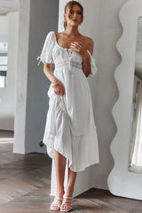 Topanga Canyon String Tie Boho Midi Dress White