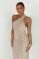 MESHKI Paisley One Shoulder Knit Maxi Dress - Wheat