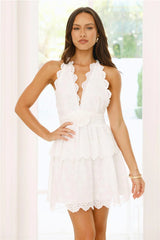 Poetry Love Embroidered Mini Dress White