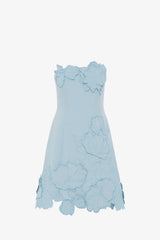 Ayla Appliqué Bustier Mini Dress - Baby Blue
