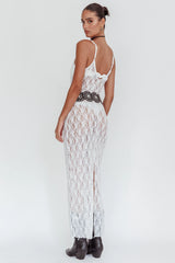 Take It Slow Lace Sequin Maxi Dress White