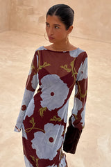 Burgundy & Blue Poppy Aria Dress