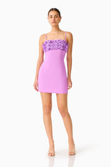 Solenne Party Mini Dress in Purple