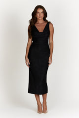 MESHKI Fallon Cowl Midi Dress - Black
