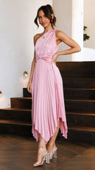 Cali One Shoulder Midi Dress - Pale Pink