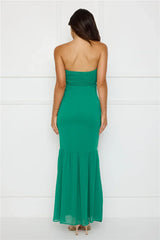 Stylish Snake Strapless Maxi Dress Green