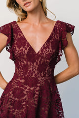 Margot Lace Tiered Maxi Dress | Wine