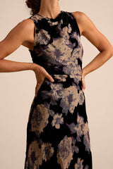 Ramonda Black Velvet Burnout Sleeveless Maxi Dress