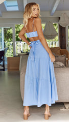Saraya Top and Skirt Set - Blue