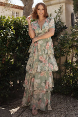 Montaigne Ruffle Maxi Dress | Sage Floral