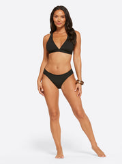 Textured Solids Full Support Triangle Bra in Black