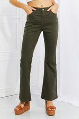 Clementine High-Rise Bootcut Jeans in Dark Olive