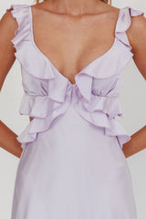 Second Chances Ruffle Trim Mini Dress Lilac