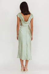 Loveland Cap Sleeve Cowl Back Midi Dress Sage