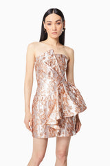 Allure Metallic Strapless Mini Dress In Pink