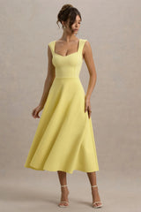 Andromeda | Lemon Sweetheart-Neck Midi Dress
