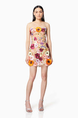 Arabella Strapless Mini Dress In Pink