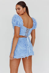 Cielito Embellished Crop Top Light Blue