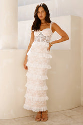 Luxe Mystique Lace Maxi Dress White