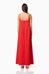 Buttercup Embroidered Maxi Dress In Red