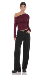 Mid Rise Baggy Jeans in Black