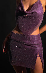 MESHKI Marlena Glomesh Mini Skirt - Purple