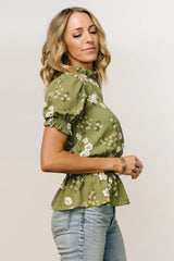 Beth Peplum Top | Olive Floral
