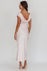 Loveland Cap Sleeve Cowl Back Midi Dress Blush