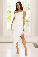 Embrace The Dream One Shoulder Midi Dress White