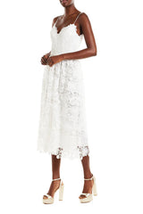 Silk White Guipure Lace Tea Length Dress