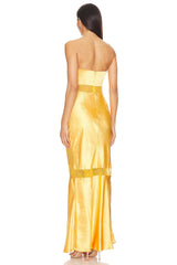 Let Love Be Melrose Satin Maxi Dress Yellow