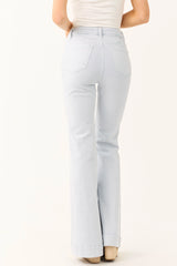 Risen Sky Blue Bell Bottom Front Pocket Jeans