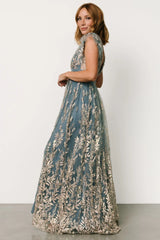 Karina Shimmer Gown | Blue + Rose Gold