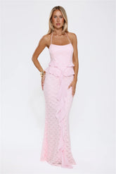 Aurora Serenade Halter Maxi Dress Pink